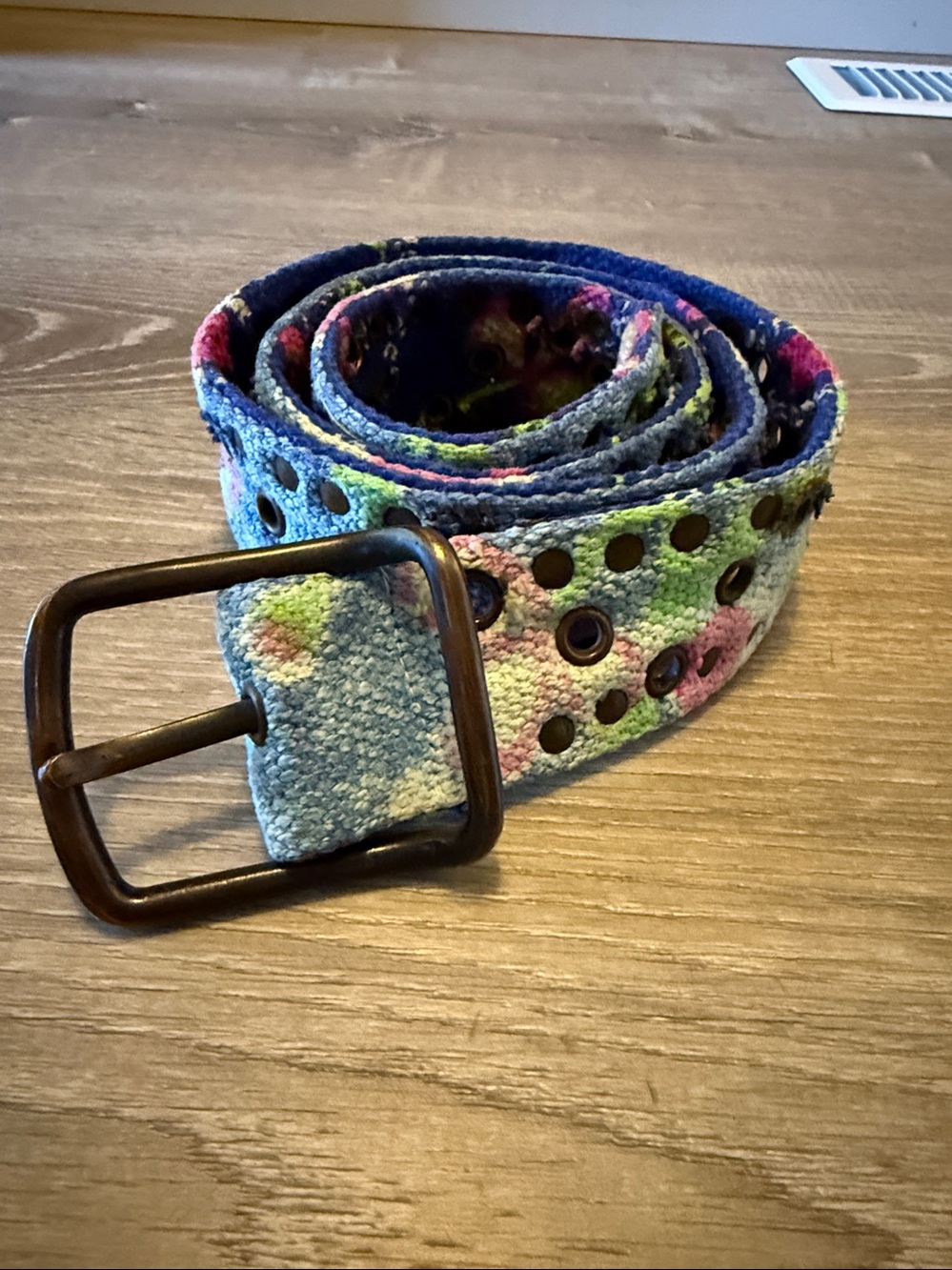 Free People Floral Canvas Belt Boho Cotton Multi Color Vibrant